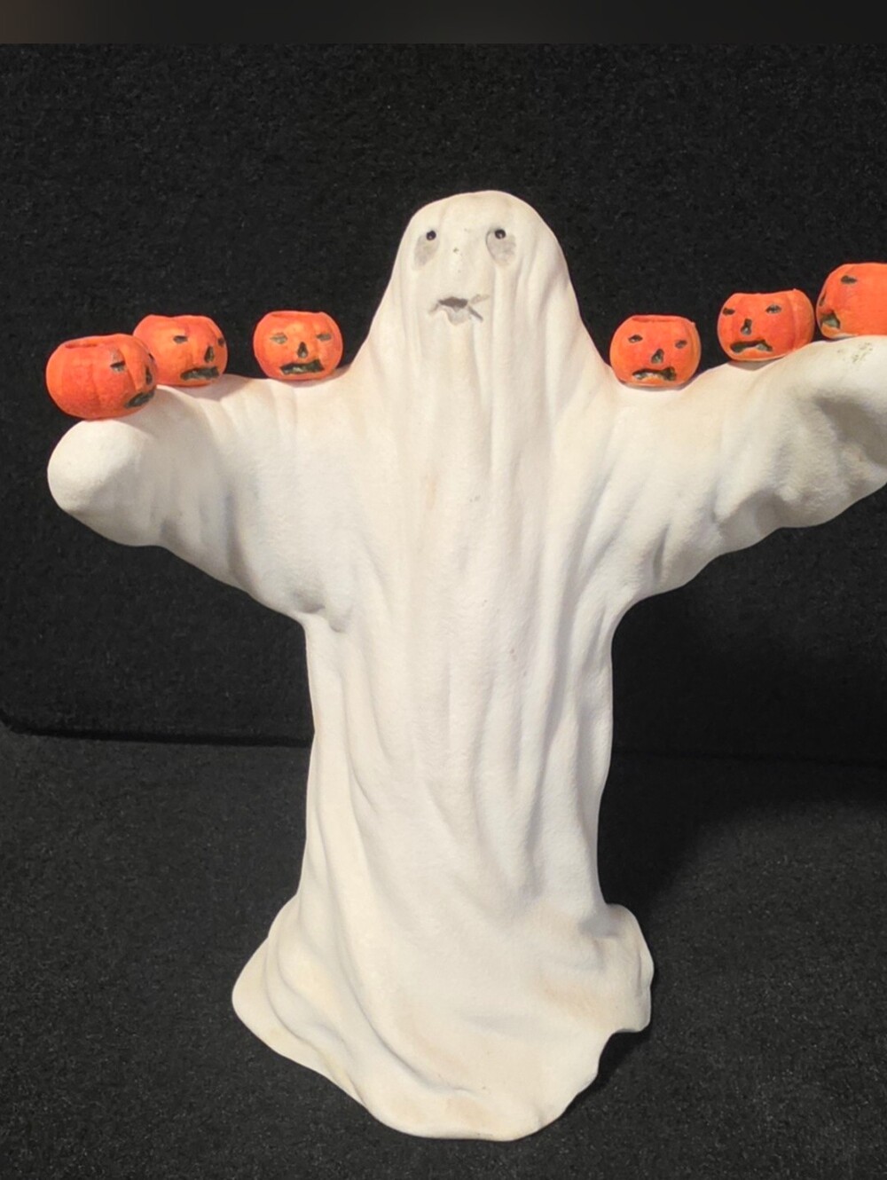 Vintage Halloween Silvestri Ceramic GHOST Candelabra 11" Candle Holder